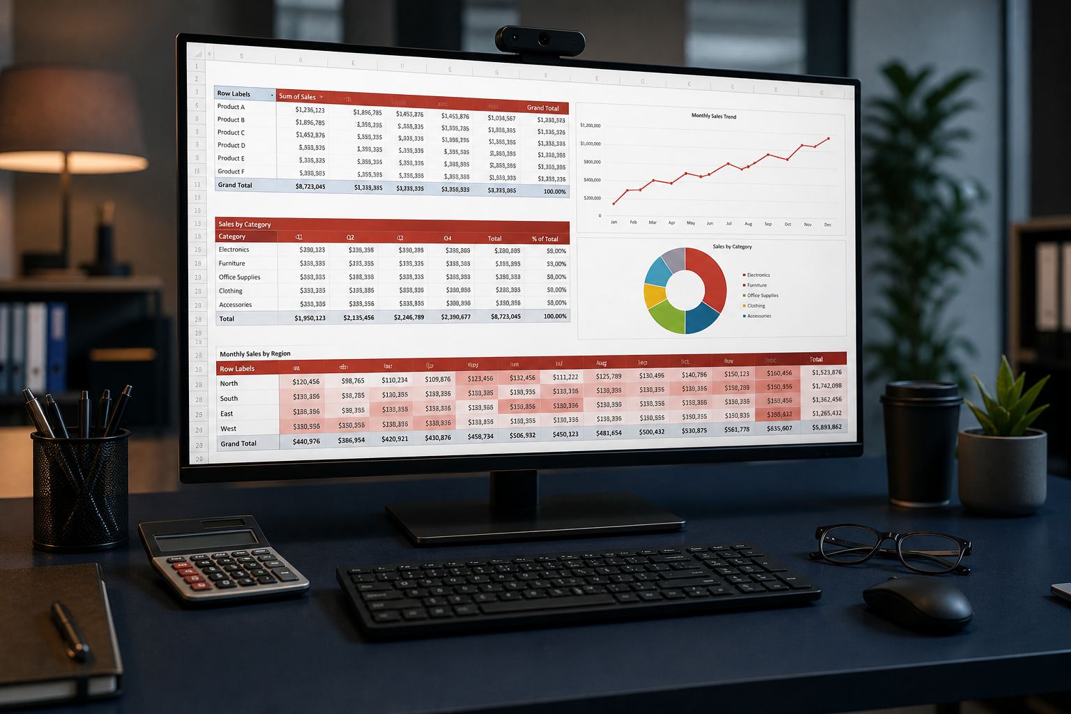 Sales dashboard in WPS Spreadsheets